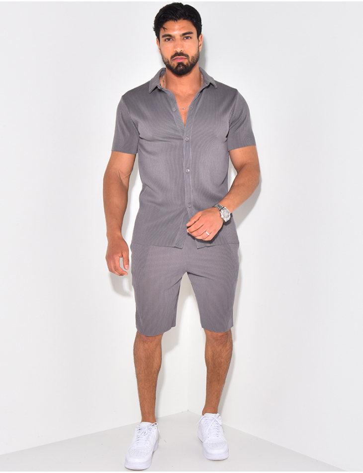 Ensemble short et chemise plissé