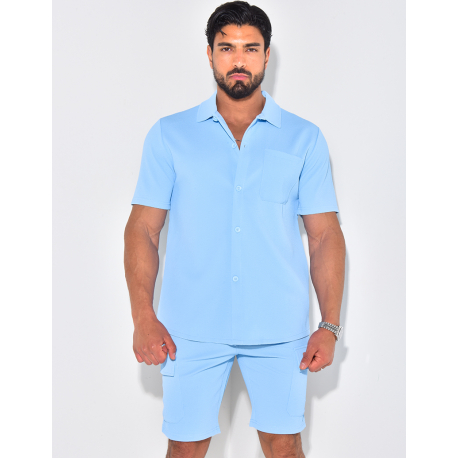 Ensemble short et chemise à poches texturé Ensemble short et chemise à poches texturé