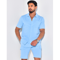Ensemble short et chemise à poches texturé Ensemble short et chemise à poches texturé