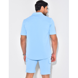 Ensemble short et chemise à poches texturé Ensemble short et chemise à poches texturé
