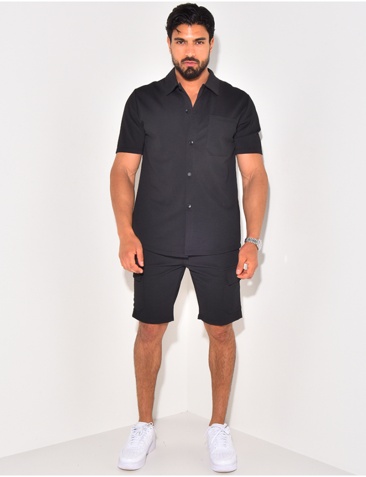Ensemble short et chemise à poches texturé Ensemble short et chemise à poches texturé