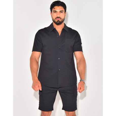 Ensemble short et chemise à poches texturé Ensemble short et chemise à poches texturé