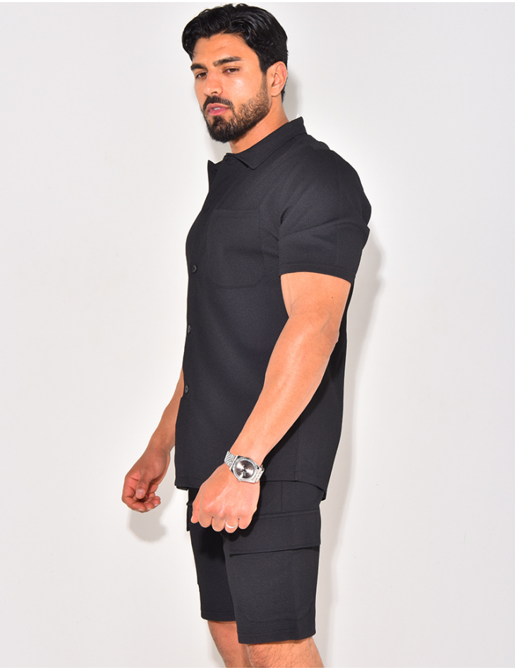 Ensemble short et chemise à poches texturé Ensemble short et chemise à poches texturé