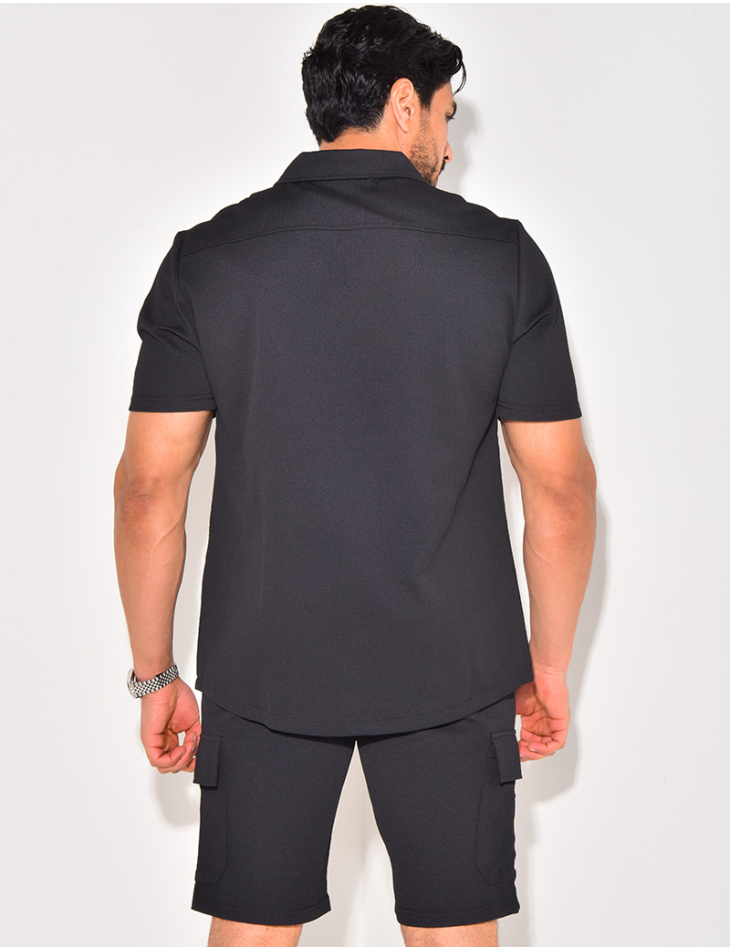 Ensemble short et chemise à poches texturé Ensemble short et chemise à poches texturé