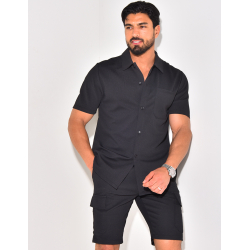 Ensemble short et chemise à poches texturé Ensemble short et chemise à poches texturé
