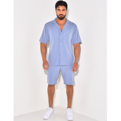 Ensemble short et chemise à rayures