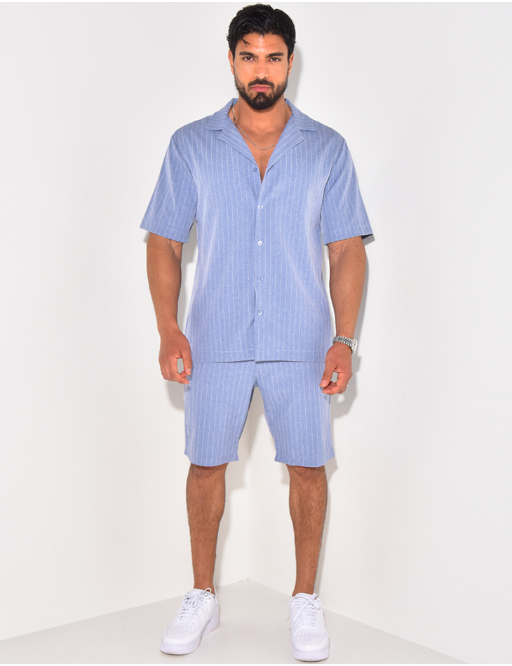 Ensemble short et chemise à rayures