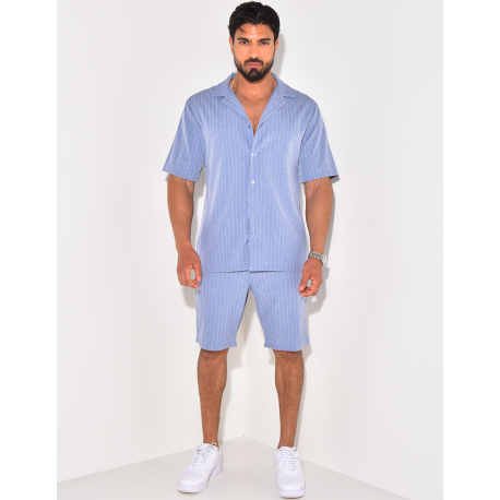 Ensemble short et chemise à rayures