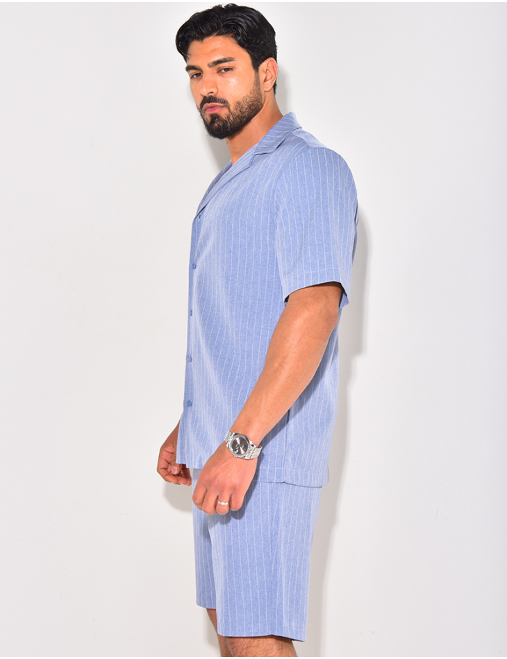 Ensemble short et chemise à rayures