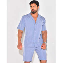Ensemble short et chemise à rayures