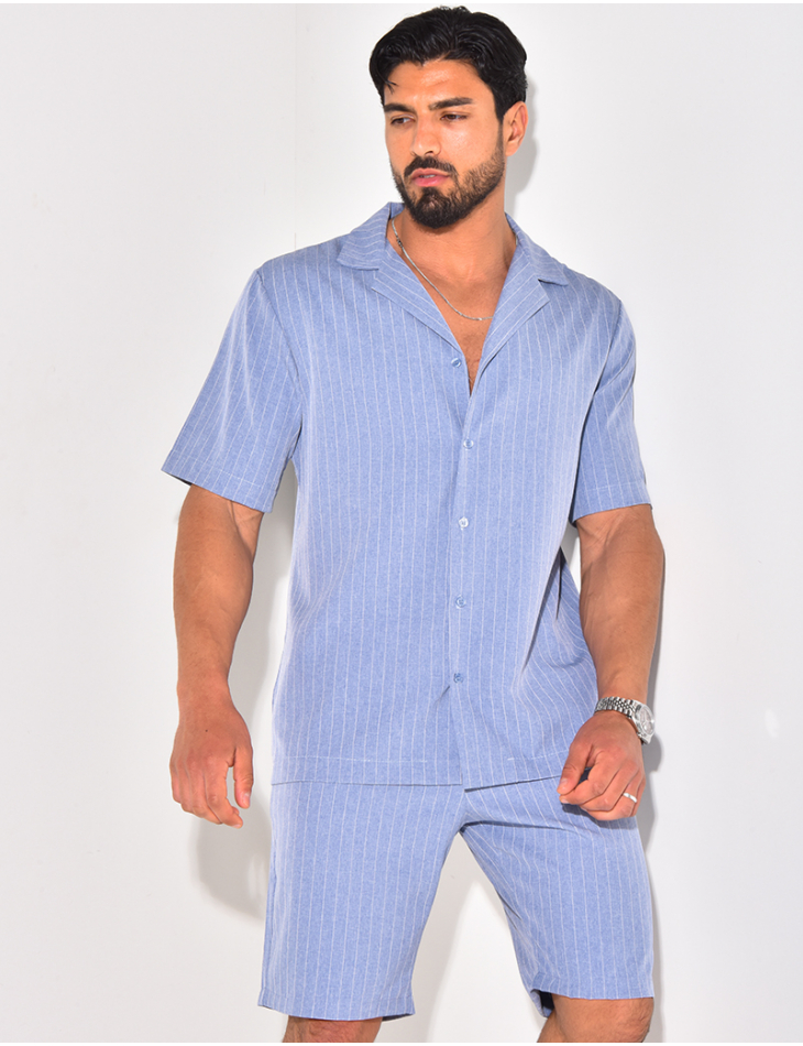 Ensemble short et chemise à rayures