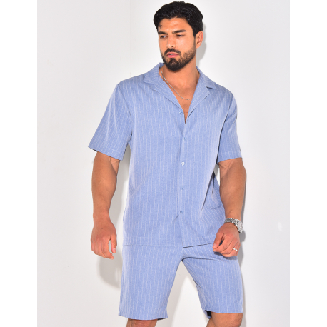 Ensemble short et chemise à rayures