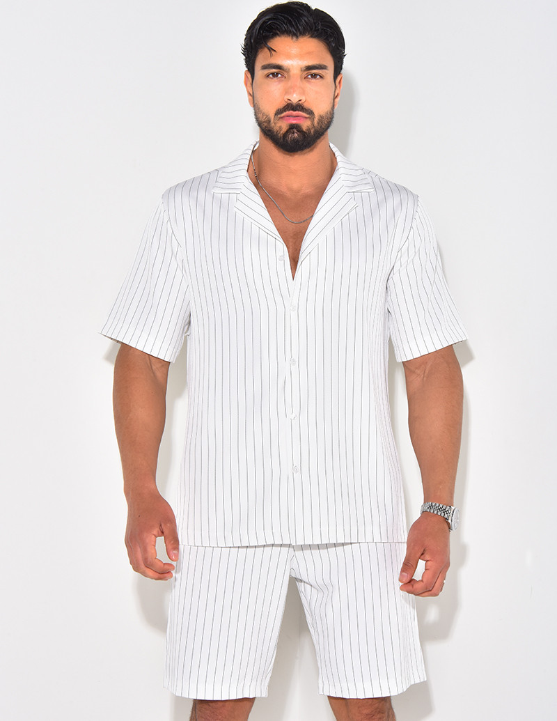 Ensemble short et chemise à rayures
