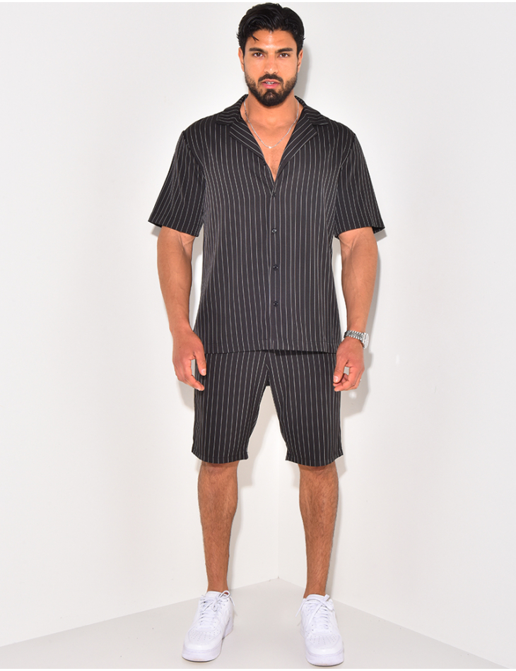 Ensemble short et chemise à rayures