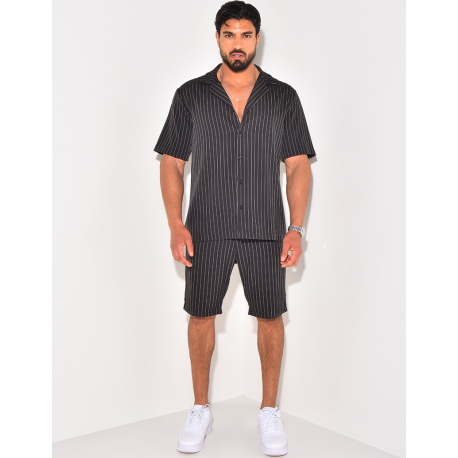 Ensemble short et chemise à rayures