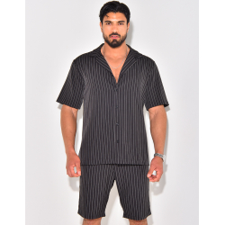 Ensemble short et chemise à rayures
