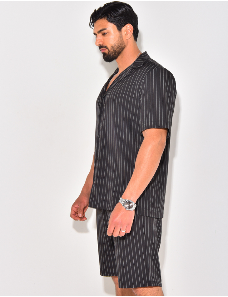 Ensemble short et chemise à rayures