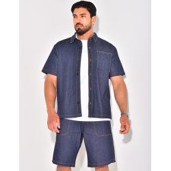 Ensemble en jeans short et chemise manches courtes Ensemble en jeans short et chemise manches courtes
