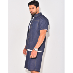 Ensemble en jeans short et chemise manches courtes Ensemble en jeans short et chemise manches courtes
