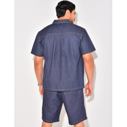 Ensemble en jeans short et chemise manches courtes Ensemble en jeans short et chemise manches courtes