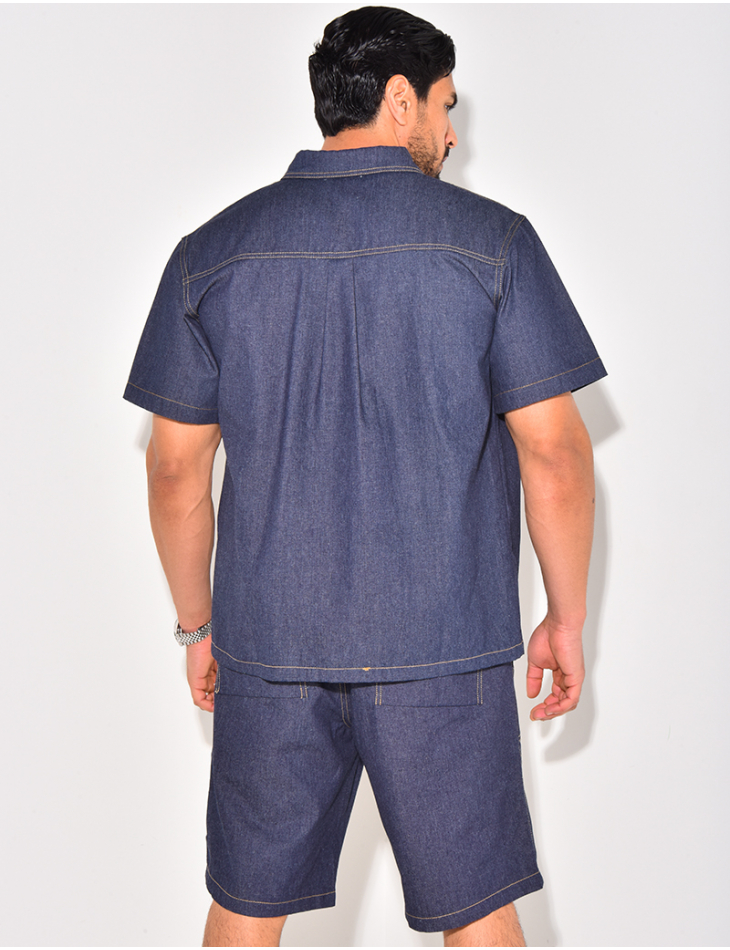 Ensemble en jeans short et chemise manches courtes Ensemble en jeans short et chemise manches courtes