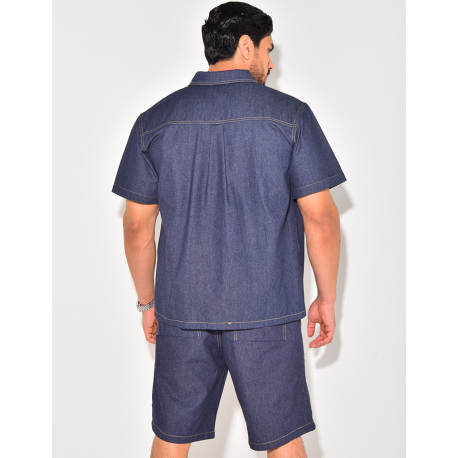 Ensemble en jeans short et chemise manches courtes Ensemble en jeans short et chemise manches courtes