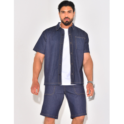 Ensemble en jeans short et chemise manches courtes Ensemble en jeans short et chemise manches courtes