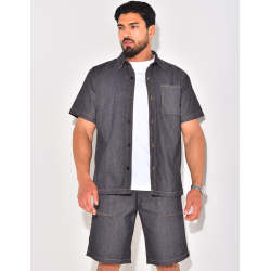 Ensemble en jeans short et chemise manches courtes Ensemble en jeans short et chemise manches courtes