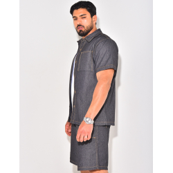 Ensemble en jeans short et chemise manches courtes Ensemble en jeans short et chemise manches courtes