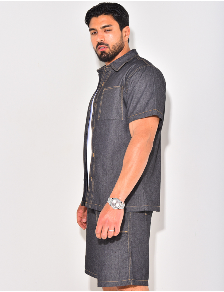 Ensemble en jeans short et chemise manches courtes Ensemble en jeans short et chemise manches courtes