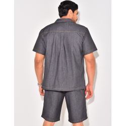 Ensemble en jeans short et chemise manches courtes Ensemble en jeans short et chemise manches courtes