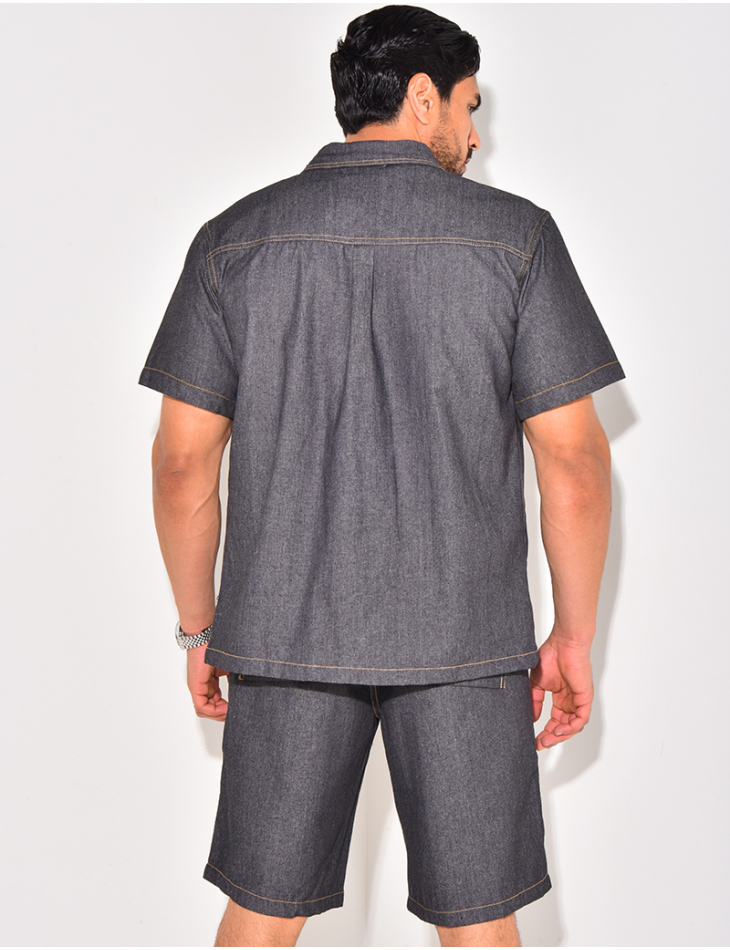 Ensemble en jeans short et chemise manches courtes Ensemble en jeans short et chemise manches courtes