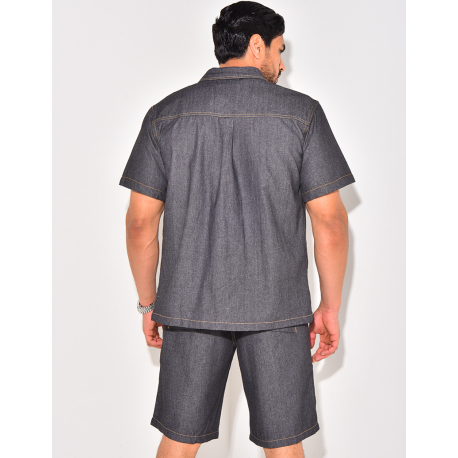 Ensemble en jeans short et chemise manches courtes Ensemble en jeans short et chemise manches courtes