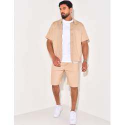 Ensemble en jeans short et chemise à fermeture éclaire Ensemble en jeans short et chemise à fermeture éclaire