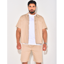 Ensemble en jeans short et chemise à fermeture éclaire Ensemble en jeans short et chemise à fermeture éclaire