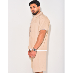 Ensemble en jeans short et chemise à fermeture éclaire Ensemble en jeans short et chemise à fermeture éclaire