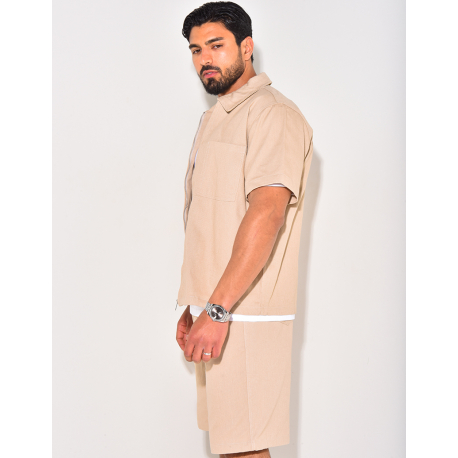 Ensemble en jeans short et chemise à fermeture éclaire Ensemble en jeans short et chemise à fermeture éclaire