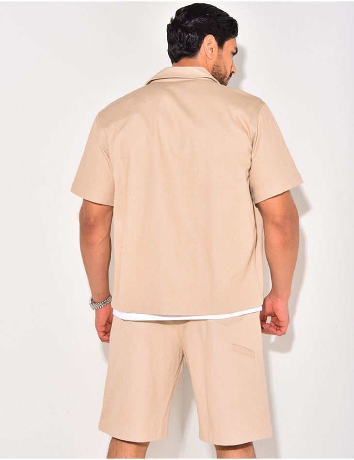 Ensemble en jeans short et chemise à fermeture éclaire Ensemble en jeans short et chemise à fermeture éclaire