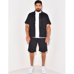 Ensemble en jeans short et chemise à fermeture éclaire Ensemble en jeans short et chemise à fermeture éclaire