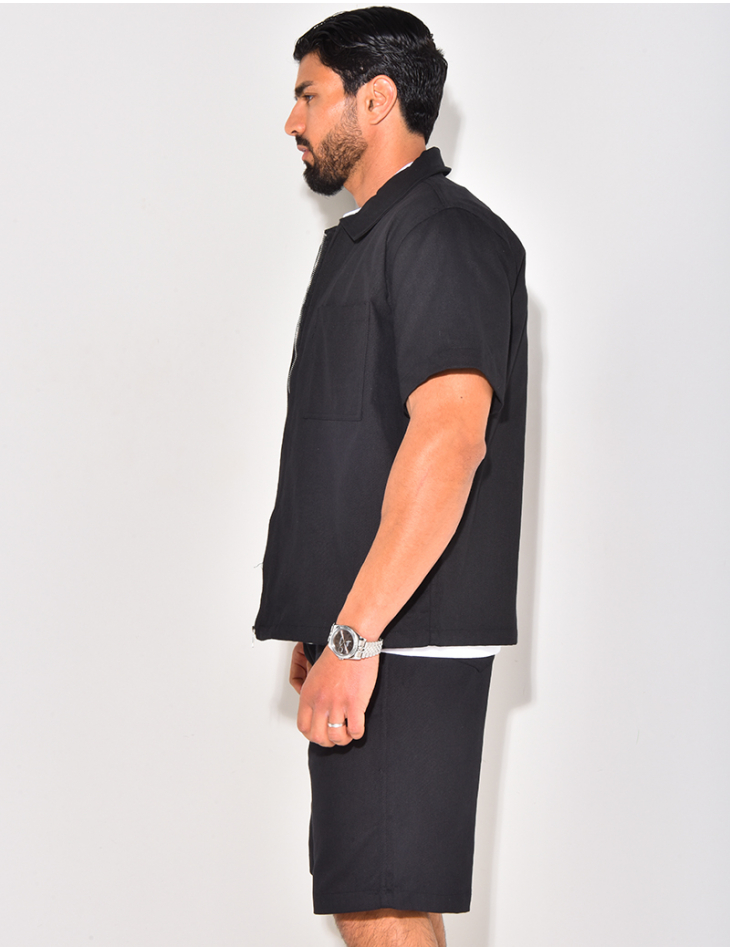 Ensemble en jeans short et chemise à fermeture éclaire Ensemble en jeans short et chemise à fermeture éclaire