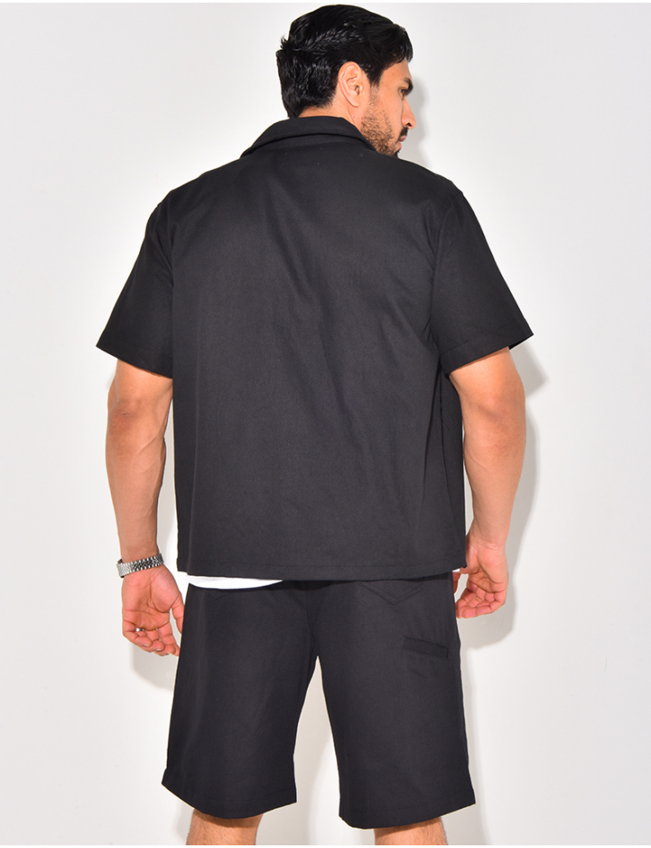 Ensemble en jeans short et chemise à fermeture éclaire Ensemble en jeans short et chemise à fermeture éclaire