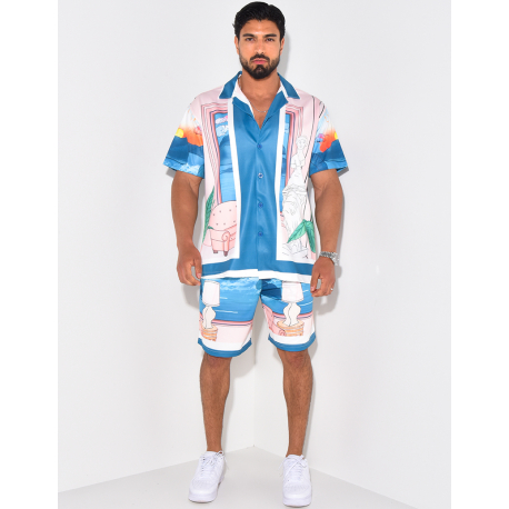 Ensemble short et chemise à motifs Ensemble short et chemise à motifs
