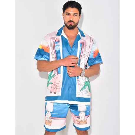 Ensemble short et chemise à motifs Ensemble short et chemise à motifs
