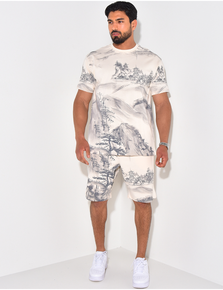 Ensemble short et t-shirt à motifs Ensemble short et t-shirt à motifs