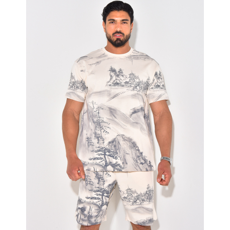 Ensemble short et t-shirt à motifs Ensemble short et t-shirt à motifs