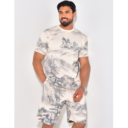 Ensemble short et t-shirt à motifs Ensemble short et t-shirt à motifs