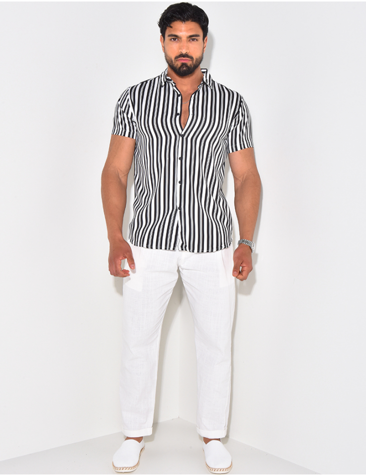 Chemise manches courtes à rayures Chemise manches courtes à rayures