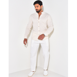 Chemise manches longues et col rond à rayures