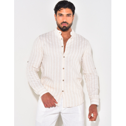 Chemise manches longues et col rond à rayures