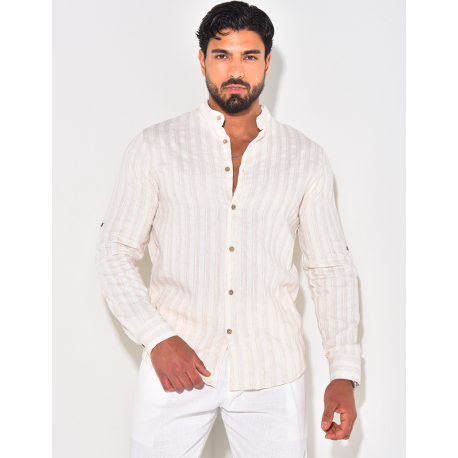 Chemise manches longues et col rond à rayures